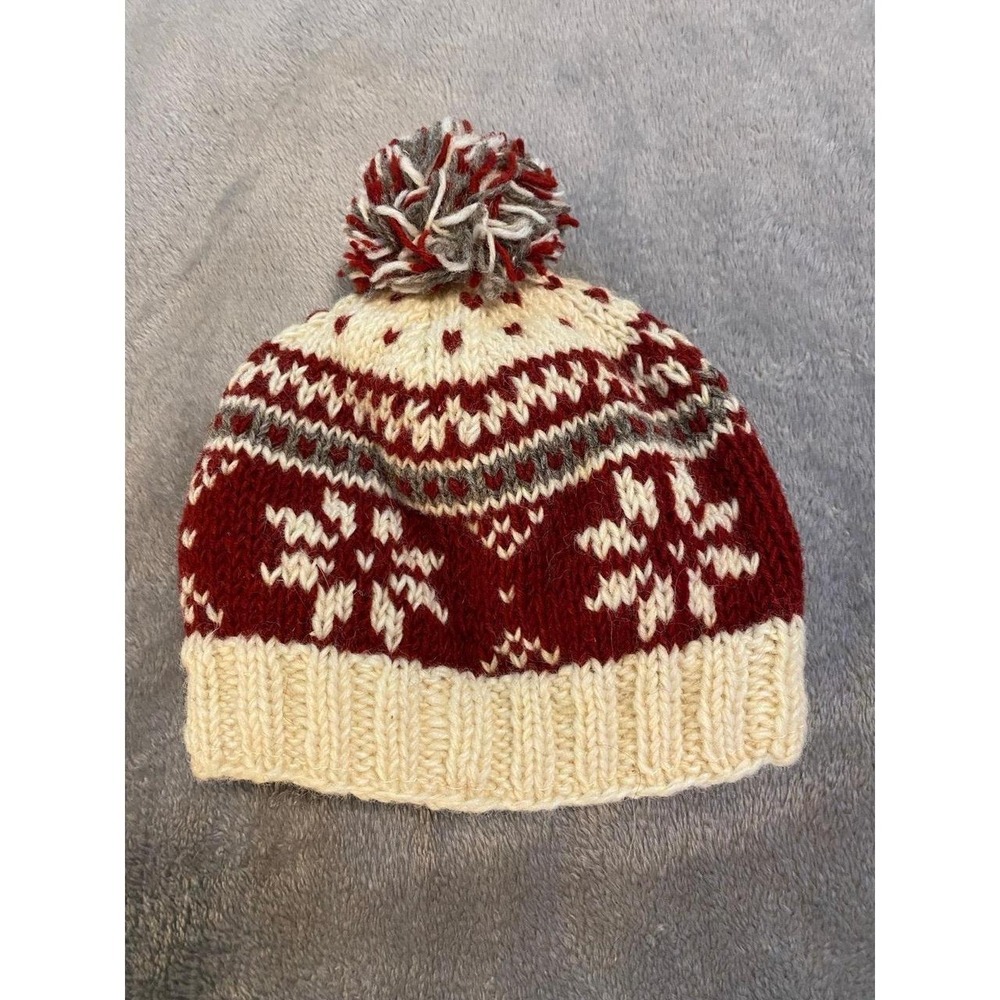 Nepal Hat Shanghai-la Wool Beanie Pompom OSFM Winter s2